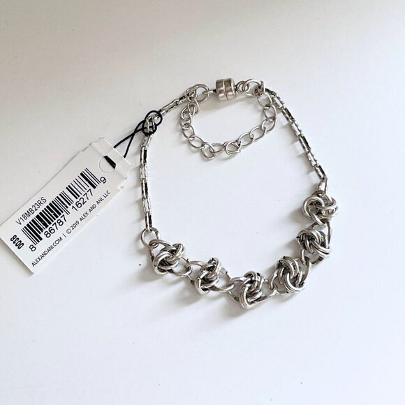 NWT Alex and Ani Magnetic Closure Knot Chain Link Bracelet Silver Tone 6’’- 8’ - Picture 1 of 5
